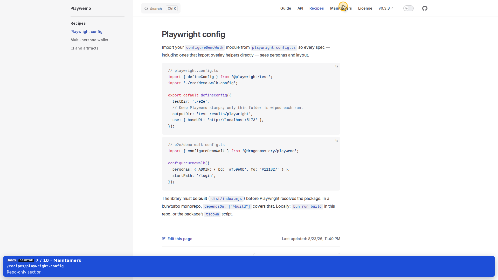 Pointer on Maintainers