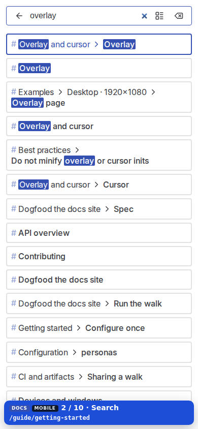 Mobile — Search results