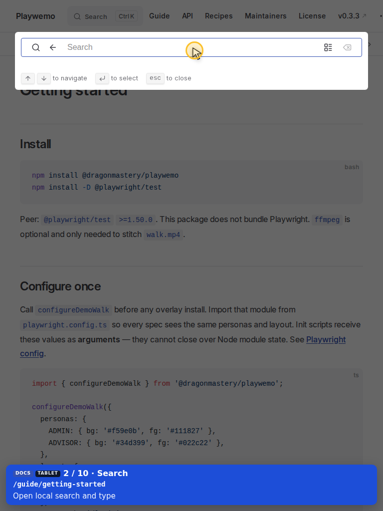 Tablet — Type search