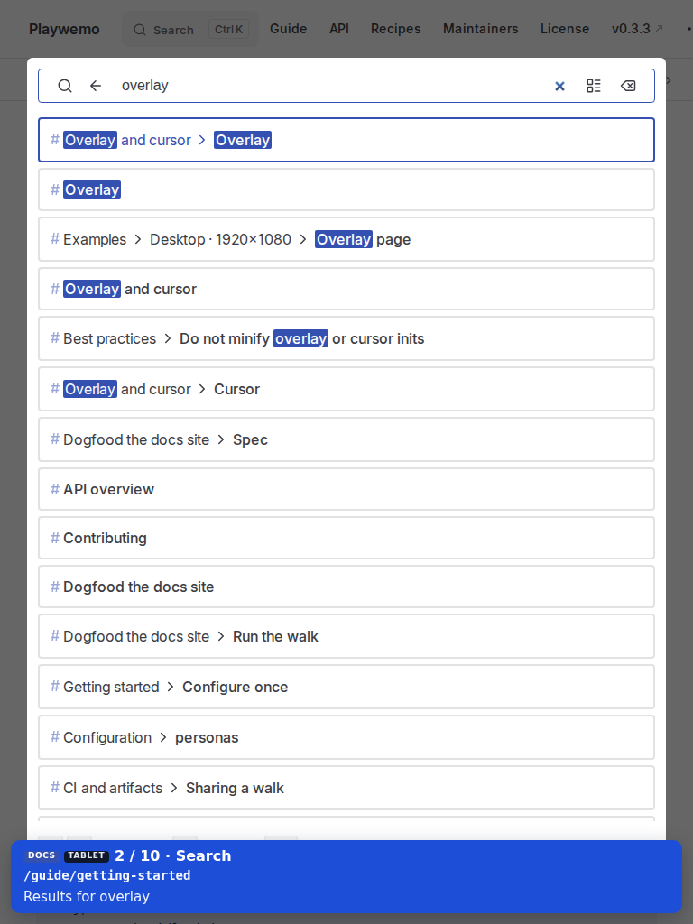 Tablet — Search results